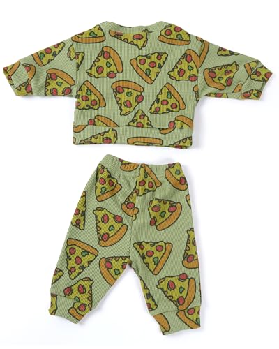 Toddler Baby Waffle Food Long Sleeve Sweatshirt Top Jogger Pants Set Cute Fall Winter Clothes Set4