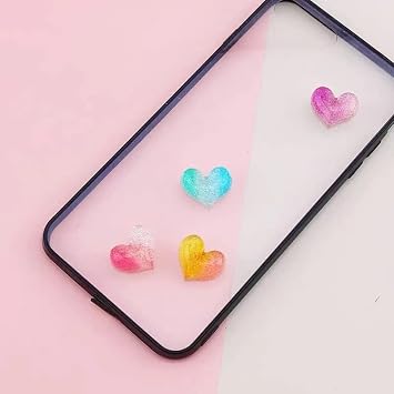 40 PCS Peach Heart Resin Charm Accessories Gradient Glitter Peach Heart Resin Ornaments for Jewelry Making Card Making Decorative Hair Accessories DIY Materials (4 Colors)