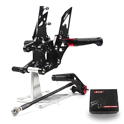 Arashi Version 2.0 Adjustable Rearsets for Honda CBR1000RR 2012-2017 SP include non-ABS, Black