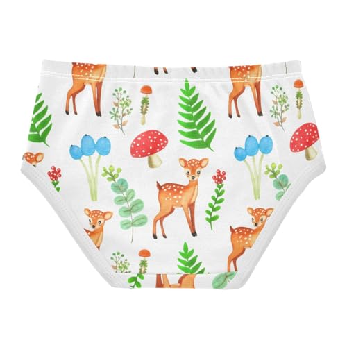 Cotton Girls Underwear Toddler Woodland Cute Deer White Panties for Girl Print Briefs Girls Undies 2t2