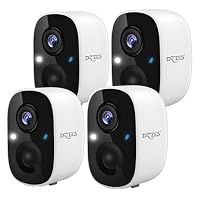 DZEES Outdoor Security Camera, 4 Pack Battery Powered WiFi Camera Surveillance Exterieur Home Security, Indoor Cam with Color Night Vision, PIR Motion Sensor, 2 Way Audio, SD/Cloud IP66 Waterproof
