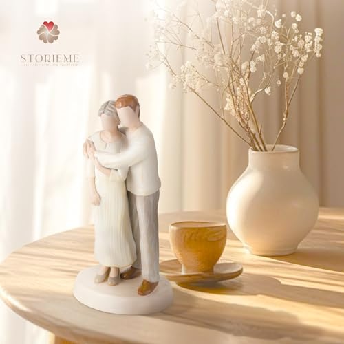 Figurilla Madre e Hijo Adulto Abrazándose en Resina miniatura 4