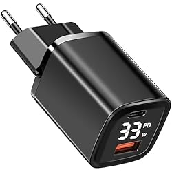 Cargador Xiaomi Fast Charge Cargador USB C Carga Rapida con Pantalla Digital, JOIENDY 33W Enchufe USB C USB A, Cargador Movil qc 3.0 PD, Cargador Tipo c Fast Charger con iPhone 15/14/13/12/11 Pro MAX, iPad Pixel Google Xiaomi