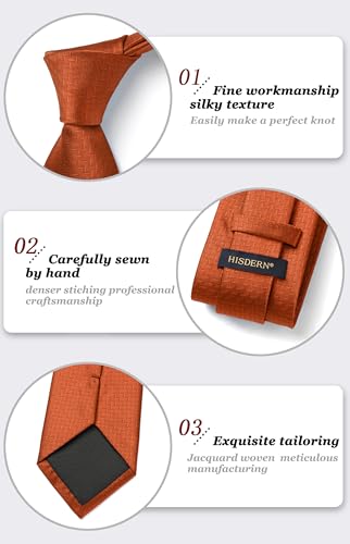 Image of HISDERN Ties for Men Solid Houndstooth Neckties Handkerchief Formal Business Tie & Pocket Square Set Wedding Party