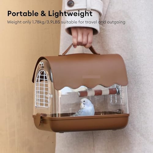 Papageienkäfig Garten Vogeltrage-Rucksack Mit Sitzstange, Transparente Reise-Vogelkäfigtasche Schattenabdeckung, Sichtbarem Fenster Für Papageien, Wellensittiche Wellensittich Käfig Vögel(Br-5