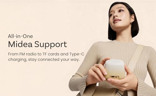 Image of HAMMER Drop Sunrise Portable Indoor Bluetooth Speaker, 5W RMS Output, Bluetooth 6.0, Up to 32H Playtime, Twin Pairing, Made in India, Type-C Fast Charging, Built-in Mic, TF Card and USB Support -Beige