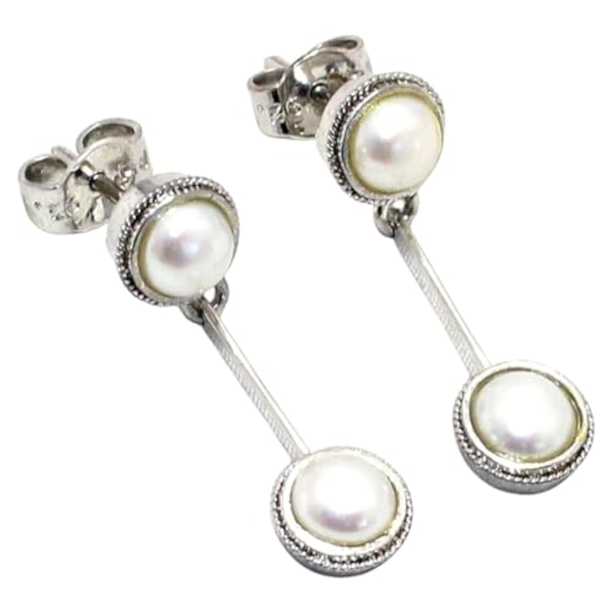 Women's 925 Sterling Silver Dangle Earrings with Natural Freshwater Pearl