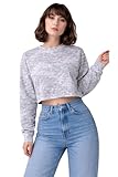 Women's Long Sleeve Crop Sweatshirt, Fashion Short Cut, Soft Rib Material, One Size 45-85 kg, Suitable for College and Daily Outings (Grey, One Size Fit ALL)