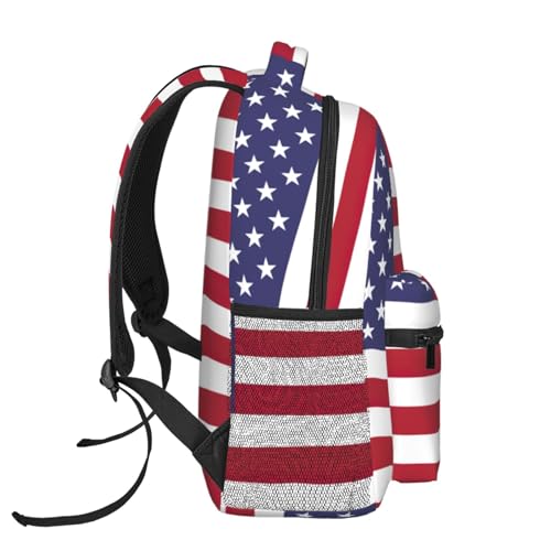 Mochila diaria casual con estampado de bandera americana resistente 3