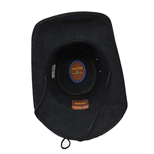 Bullhide Hats Men's King Of The Road Leather Cowboy Hat, 3 3/8" Brim, Black, Large #TOP5