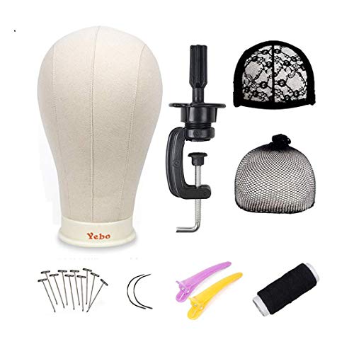 YEBO 24 Inch Polyurethane Canvas Block Head Wig Display Stying Mannequin Head With