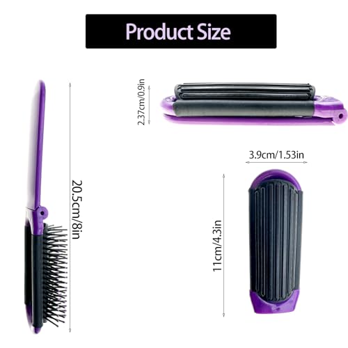 Travel-Hair-Brush-with-Mirror-2-Pack-Black-and-Purple-Compact-Folding-Wet-Brush-Mini-Massage-Comb-Pocket-Styling-Tool-Foldable-for-Women-and-Men-Hairbrushes-for-On-the-Go-black-purple