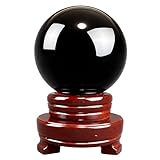 East Leaf 黒曜石 スフィア 置物 天然石 パワーストーン 黒水晶 球体 魔除け 浄化 瞑想 台座付き (直径10cm)