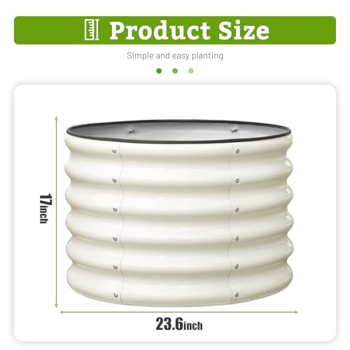 SnugNiture Raised Garden Bed, 2 PCS 2×2×1.5ft Round Galvanized Outdoor Planter Box, 17" Tall Deep Metal Garden Bed Kit for Planting Vegetables, Fruits, Flowers, White by SnugNiture - Used condition - Image 4