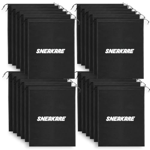 Sneakare Premium Shoe Bag | Travel & Storage Shoe Pouch | 32 x 44 cm | Black | 90 GSM | Pack of 24