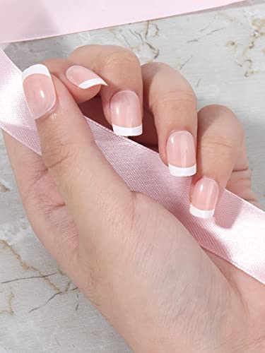Yokilly 120 Pieces Natural French Fake Nails,Acrylic False Nails Kit Including 12 Different Size Short Press On False Nails,Pink White Nails Tips Sets With Nail Glue Stickers,Files And Stick (120 Pcs) #TOP3