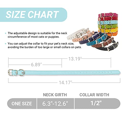 Flystar Puppy Collar - Identification Id Leather Small Dog Collars - 12 Pcs Adjustable Soft Colorful Cute Pet Basic Collars For Girl Boy Dogs Cats #TOP1