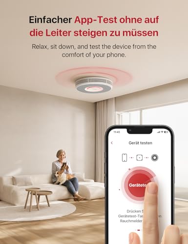 X-Sense Smarter Rauchmelder WLAN mit Sprachausgabe und 17 Standorten, Feuermelder, Rauchmelder vernetzt, 33 mm… – Ansicht 6