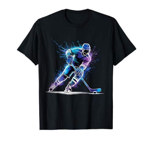 Pintura de Jugador de Hockey sobre Hielo, Tinte de Salpicaduras de Color Camiseta
