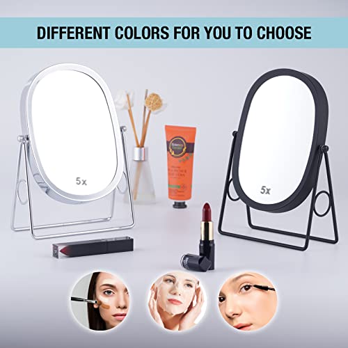 Joyoeikon Classic Dual Sided 5X And 1X Magnifying Makeup Mirror And Tabletop Standing 360° Rotation Vanity Mirror,Desktop Cosmetic Mirror (Matt Black) #TOP5