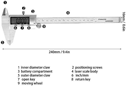 Caliper numérique 0-200mm pour mesure et matériel de bricolage