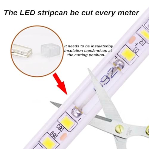 Image of 3.28ft LED Strip Lights AC 110V Waterproof Outdoor Light SMD 5730 120LEDs /m 3000K Warm White LED Rope Lights Flexible Cuttable LED Lights for Bedroom Wall Kitchen Under Cabinet Lighting