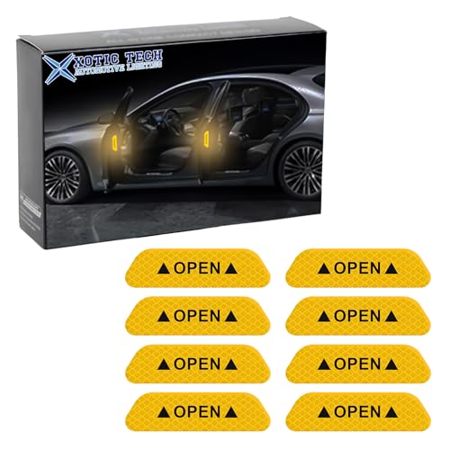 x xotic tech 8PCS Car Door Open Reflective Stickers, Night Visibility Auto Safety Warning Prompt Decals Anti-Collision Protective Strip, Car Accessories Universal for Truck, SUV, Van (Yellow)