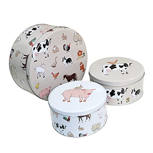 SiXsigma Sports Set of 3 Round Nesting Cake Storage Tins - Airtight Containers for Cakes, Biscuits & Sweets Large, Medium & Small Sizes - Perfect Mothers Day Gifts For Kitchen (MT-AG-CTS)