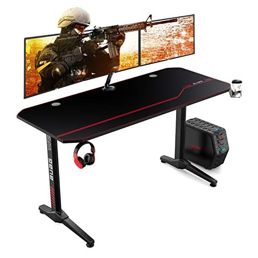 AuAg 55" Enhanced Larger Gaming Desk with Free Mouse Pad, Cup Holder Headphone & Speaker Hook, Powerful Cabling Management Home Office Computer PC Streamer Desk
