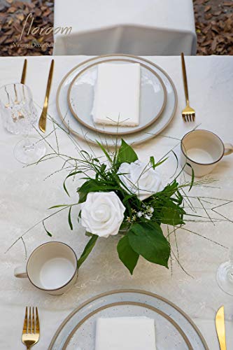 image for Floroom Artificial Flowers 50pcs Realistic White Foam Fake Roses with 