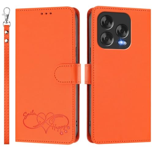 Étui portefeuille ZTE Nubia Focus 2 Ultra en cuir orange uni
