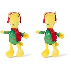 9″ Holiday Seasons Greetings Woodstock Plush Dog Toy with Squeaker | Charlie Brown Plush Dog Toy | Medium Squeaky Dog Toys – Soft Stuffed Dog Toys for All Dogs Toy Bin (Pack of 2)