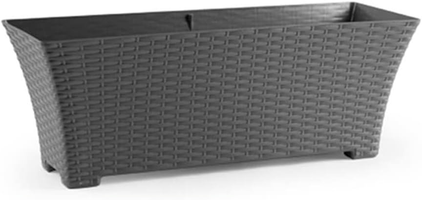 Jardin202 - Jardinera de Rattan Sintético 60 cm para Jardín o Terraza Seleccione Color | Gris Oscuro