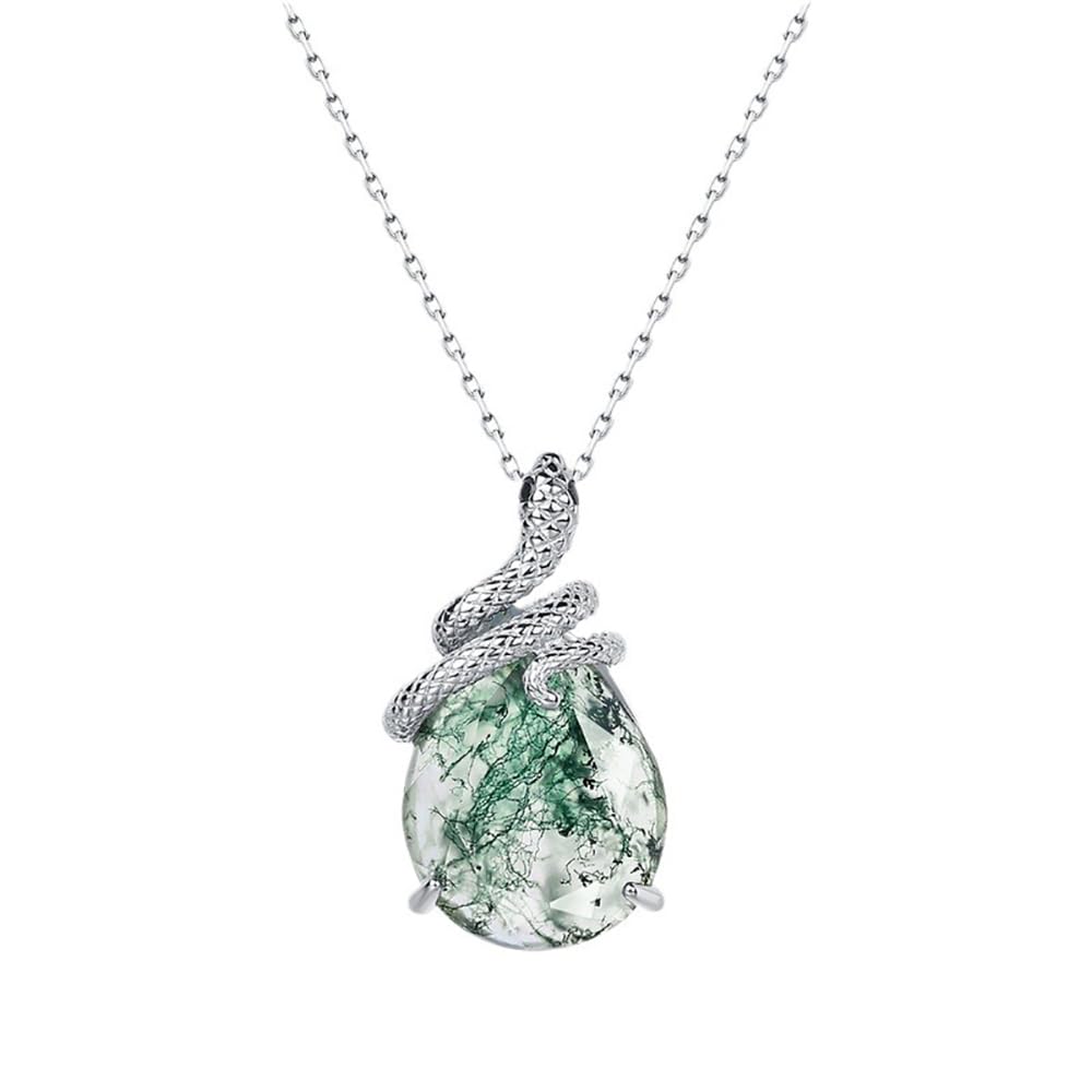 Collier de Serpent en Agate Mousse | Pendentif Gothique Chic - 8