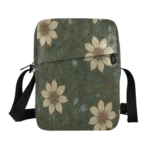 messenger bag crossbody bag men Cross Body Purses Adjustable Strap for Shopping Shopping- William Morris Clematis Pattern - Main Image