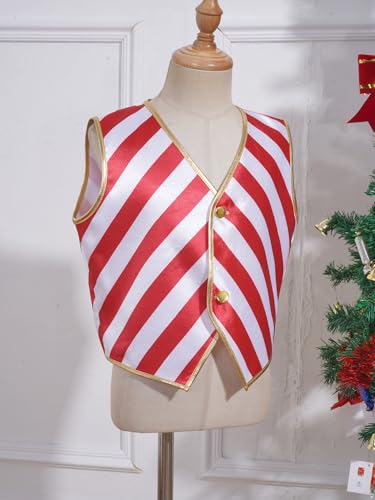Kids Girls Stripes Vest Boys Candy Cane Outfits Xmas Waistcoat Christmas Performance Party Dress Up3