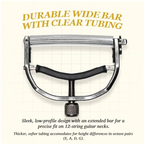 12 String Guitar Capo – Premium 12 String Capo for Acoustic Guitar | Easy-Adjust Capo for 12 String Acoustic | Precision Fit Guitar Capo | Buzz-Free | Stores Behind the Nut