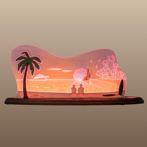 weigla - LED Candle Arch I South Sea Motif I Authentic Erzgebirge Wooden Schwibbogen I Nautical Illuminated Decorative Light I Made in Germany I Indoor Home D&eacute;cor