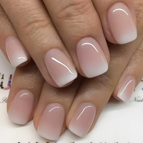 Evadollina Press On Nails, 24 Uñas Autoadhesivas, Manicura Rosa Sencilla, Nail Tips, Uñas Falsas, Uñas para Pegar, Uñas Postizas, Uñas Falsas
