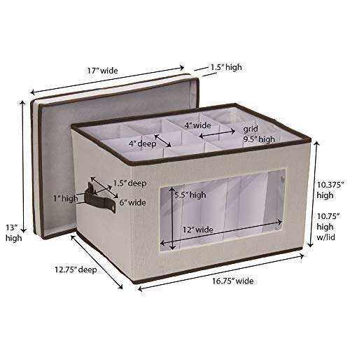 Household Essentials Natural 540 Vision Storage Box With Lid And Handles |Stemware And Glasses For Cocktails Beige Canvas With Brown Trim #TOP7