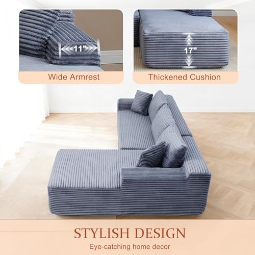 Image of 95 inch Boneless Couch for Living Room, L Shaped Modular Sectional Sofa
