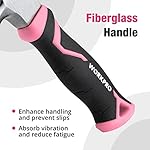 WORKPRO 8 oz Claw Hammer with Fiberglass Handle, All Purpose Hammer with Forged Hardened Steel Head, Smooth Face & Shock Reduction Grip - Pink Ribbon - Image 4