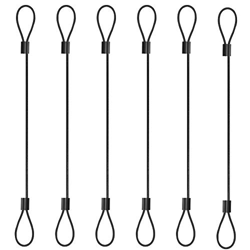 Dimoger 6 Pack Cable Tether (Black Color, 12 Inch), Universal Computer Adapter Lock Kit, Adjustable Security Wire Tethering Tie For Your Monitor Converter Cord, Pre-Assembled, Tamper-Resistant #TOP2