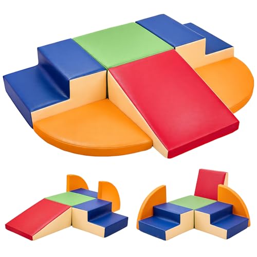 Image of TODIBY 6-Piece Soft PU Leather Toddlers Climbing Toys (XL Size), Baby Foam Climbing Blocks, Extra Large Foam Play Gym Climber Structures for Toddler 3, Indoor Climb and Crawl Activity Play Set