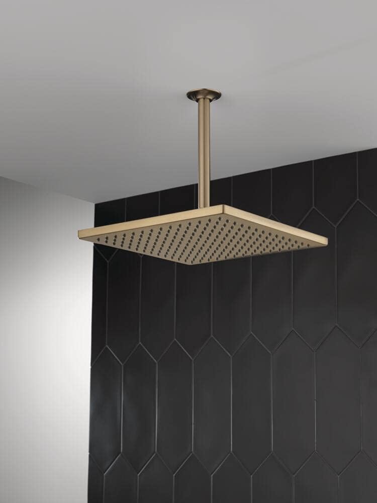 Delta Faucet Rainfall Shower Head, Gold Champagne Bronze, Metal Ceiling Mount, Rain Shower Arm Included