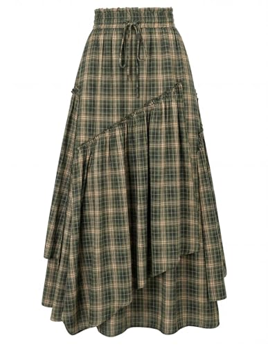 Scarlet Darkness Long Skirts for Women Renaissance Costume Pirate Maxi Skirt Plus Size with Pockets