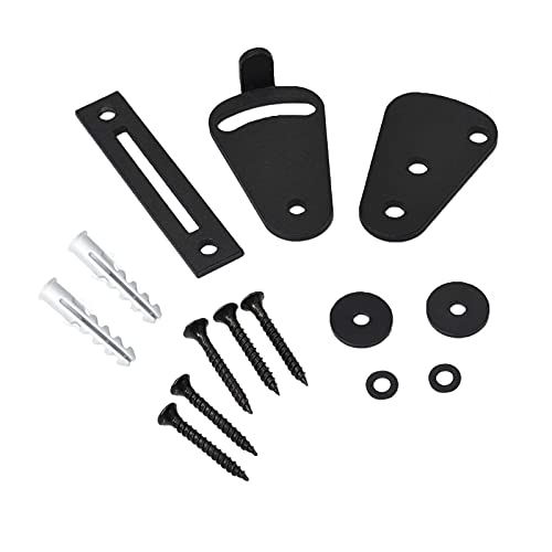 SFOCFWH Scheunentürschloss Schwarz Carbon Stahl Schieberiegel passend für Holztüren, Scheunentüren, Schiebetüren, Schlafzimmertüren mit einer Dicke von 4-4,5cm (1 Set) Cover