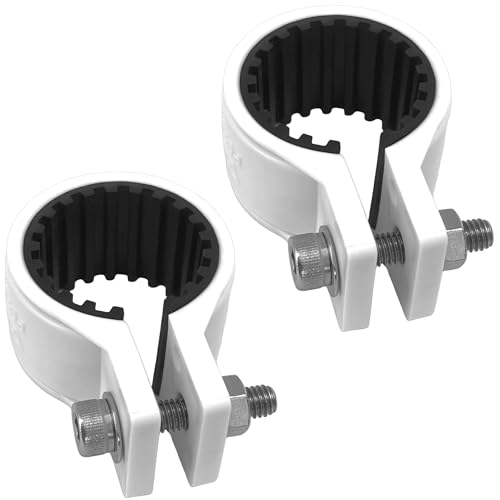 興栄化成 防振樹脂パイプクランプ 48.6mm 固定金具 単管パイプ ステー 挟む ゴム付 白 2個 KFBS21B-0600