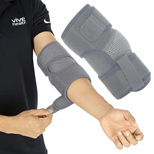 Vive Elbow Brace - Tennis Compression Sleeve - Wrap For Golfers, Bursitis, Left Or Right Arm - Tendonitis Support Strap For Golf, Men And Women - Epicondylitis And Sports Recovery (Gray, Standard) #TOP4