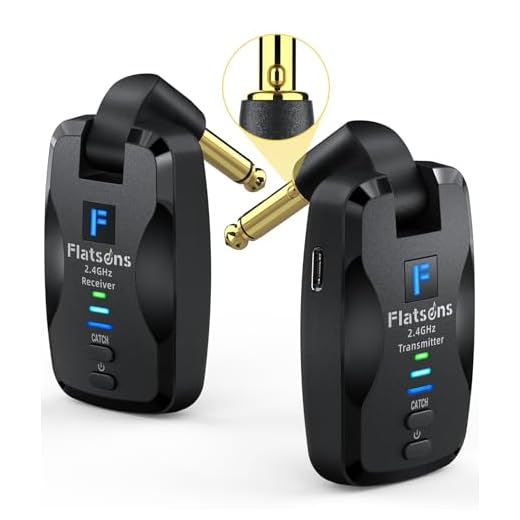 FW2D Wireless Guitar System Exclusive Mute Plug, 2.4 GHz Wireless Guitar Transmitter Receiver, 10H Working Cordless Guitar Transmitter Rechargeable USB C for Acoustic Electric Guitar Bass Ukulele etc